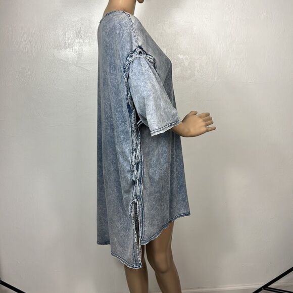Umgee Blue Tie Dye 3/4 Sleeve Hi-Low Tunic Top Size S - Picture 3 of 8